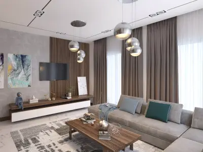 living room Modern style Realistic interior design 3dsmax  vray  3D model