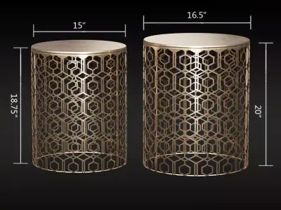 Adeco Decorative Nesting Round Side End Accent Coffee Table 3D model