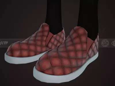 Brown Leather Shoes Style 2  Low-poly 3D model