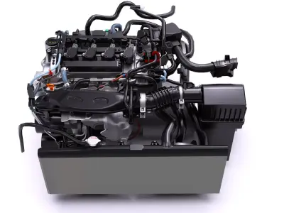 Honda L15B7 Inline 4 Vtec Turbo engine Low-poly 3D model