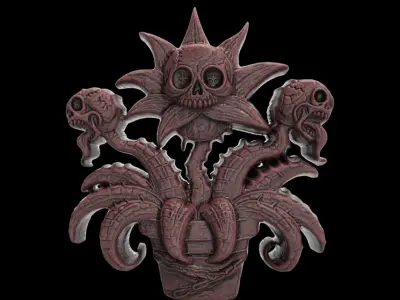 scary monster plants skull flower cnc model 3D print model
