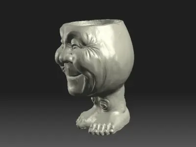FlowerpotSmileGrandma statue of smiling face 3D print model
