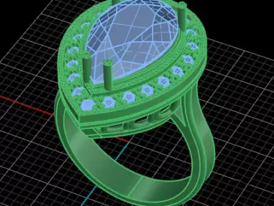 free pear halo jewelry ring Free 3D print model