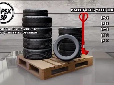 Pallet Jack with Tires 3d printable in various scales 3D print model