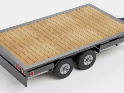 Utility Trailer V4 - Compact Drop Deck Vehicle Base Low-poly 3D model