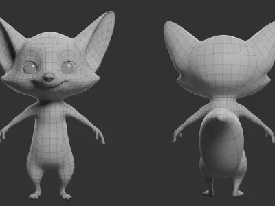 Fox Cartoon  Low-poly 3D model