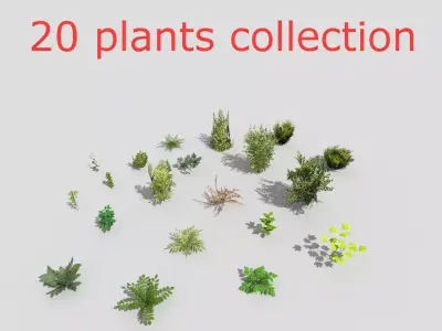 low poly foliage pack Low-poly 3D model