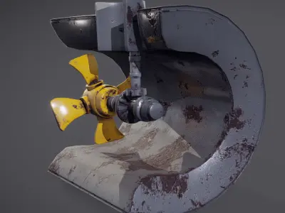 Ship Propeller system Low-poly 3D model