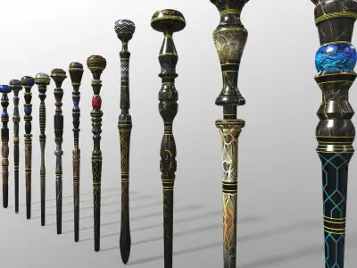 Mafia Boss Walking Sticks Pack 3D model