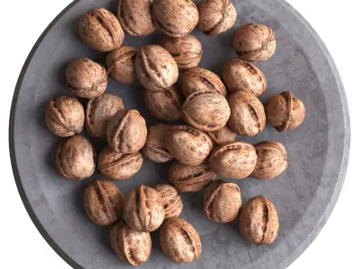 Walnuts in dish 01 3D model