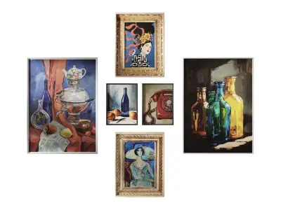 Vintage Paintings set 3D model