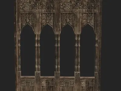 Inside Church Fence Wall Low-poly 3D model