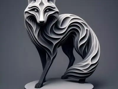 Abstract Layered Fox Sculpture 3D print model