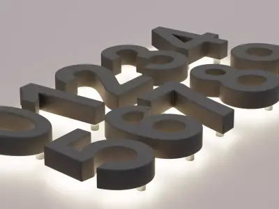 Illuminated Numbers - Light Digits Wall Set Low-poly 3D model