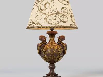 Vintage Table Lamp - Baroque Style 3D model