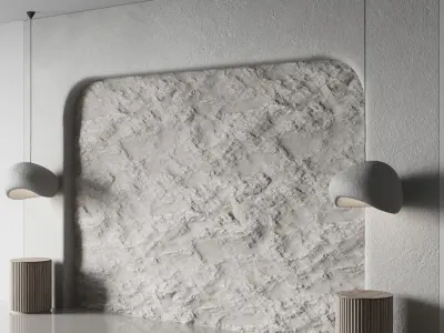 Headboard 5 stone wall with lamp 3D model