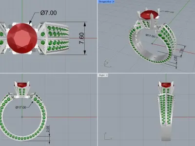 Luxury engagement ring R30 3D print model