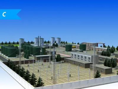 Wastewater Treatment Plant Low-poly 3D model