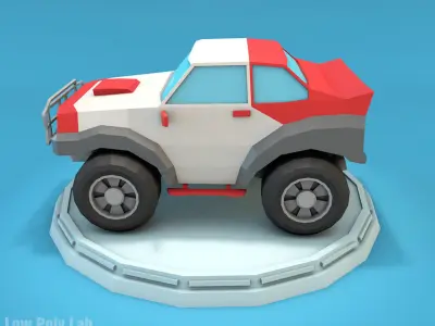 Cartoon Racing Jeep Low-poly 3D model