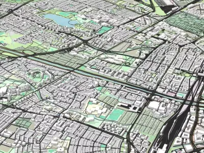 Cityscape Freiburg im Breisgau Germany 3D model