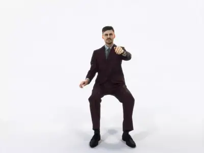 Posture 20I Driver Driving Sitting Elegant Business Man Low-poly 3D model