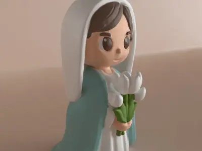 cute cartoon st Mary sculpture Christmas decoration 3D print model