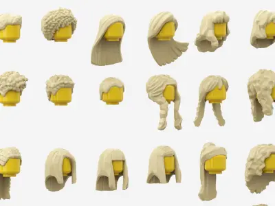 TwindBricks3D - Minifigure Hair pack 1 3D print model