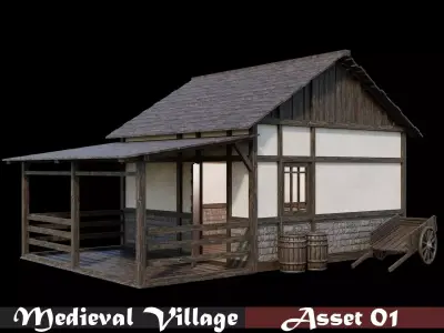 Medieval Village Asset 01 - 4K Textures Game Ready Low-poly 3D model