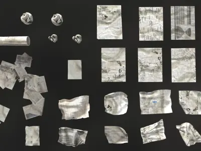 Scattered paper Low-poly 3D model
