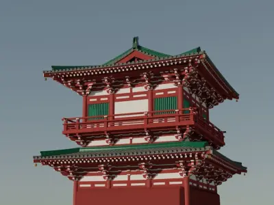 Tang-Dynasty-styled Architecture Low-poly 3D model