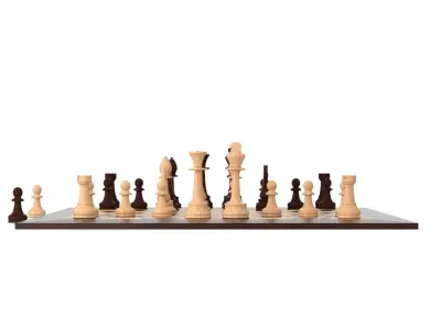 Chessset wooden chess board with pieces Free 3D model