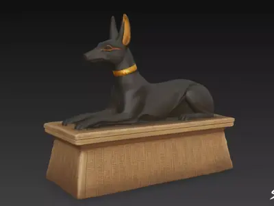 Egyptian Anubis Jackal Statue Low-poly 3D model