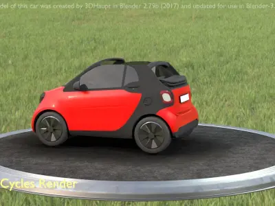 City Car 36 Small Convertible Open Type-E Red Low-poly 3D model