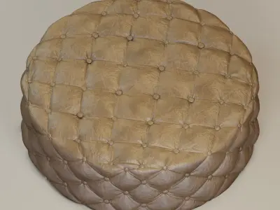 Round tufted ottoman 3D model