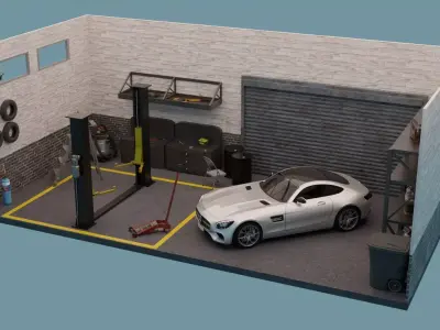 Car Garage with Tools 3D model