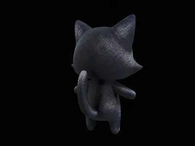 cute black cat plush 3D model