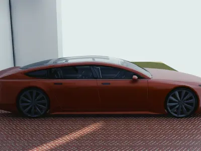 BLENDER EEVEE Brandless Extended Wheelbase 4 door coupe Low-poly 3D model