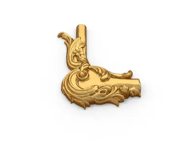 Classic carved corner decor ornament 338 3D model