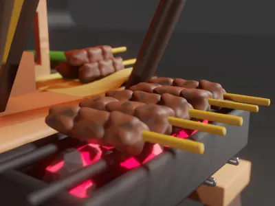 3D Gerobak Sate Madura - Indonesian Satai Cart 3D print model