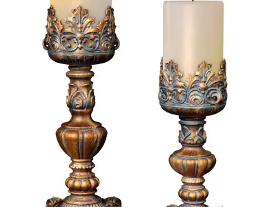 Bronze Antique Rustic Candlesticks Candle Holder Classic Style 3D model