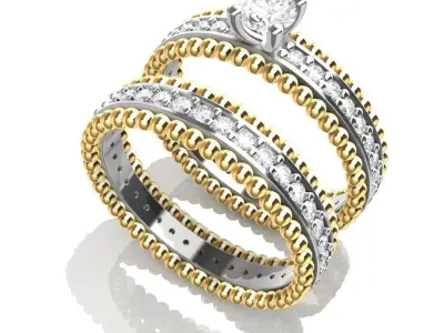 Engagement and Wedding Ring 3D print model