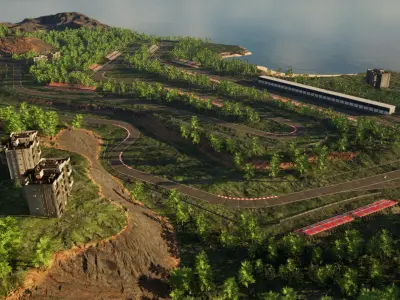 The Verdant Grand Prix - Unreal Engine Car Race Track Template Low-poly 3D model