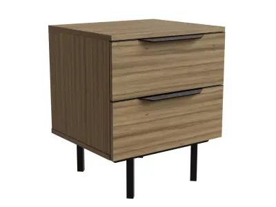 Walnut And Black Bedside Table Low-poly 3D model