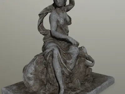 STATUE 1 of woman holding child Low-poly 3D model