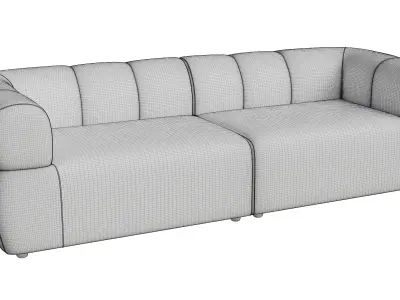 Pink Fabric Lisbon 3S Sofa 3D model