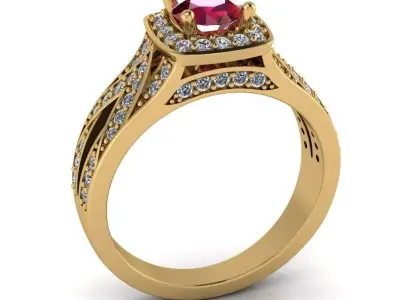 Luxury female engagement ring 3D print model