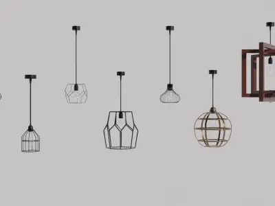 Pendant lights 3d models collection of 20 lights 3D model