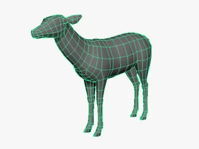 Doe Model deer Low-poly 3D model