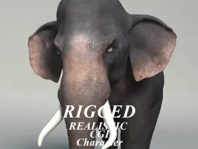 Elephant with tusks 3D model