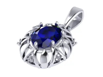 Pendant with diamond oval  3D print model